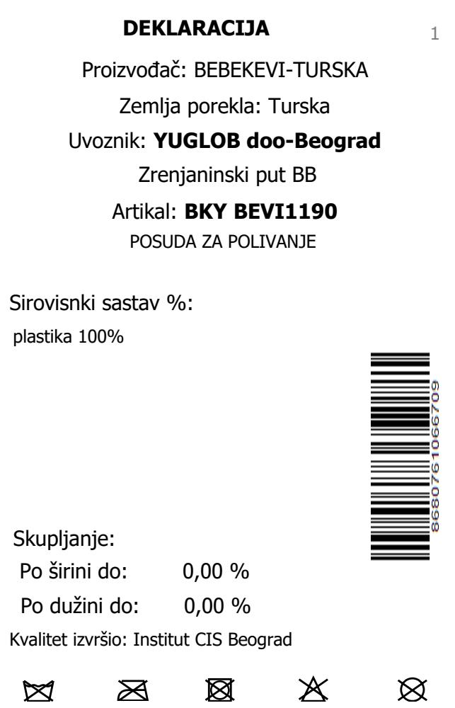 Bebekevi plastična sklopiva kofica za polivanje siva BEVI1190 deklaracija